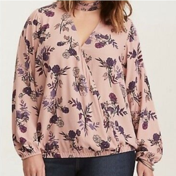 TORRID boho floral print blouse pink purple xl plus 1 1x - Picture 1 of 6